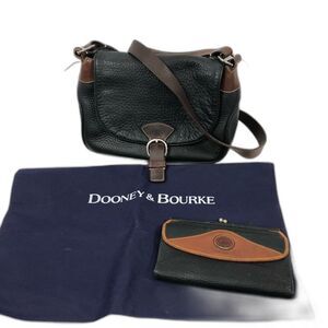 Vintage Dooney and Bourke black and brown leather satchel crossbody with wallet